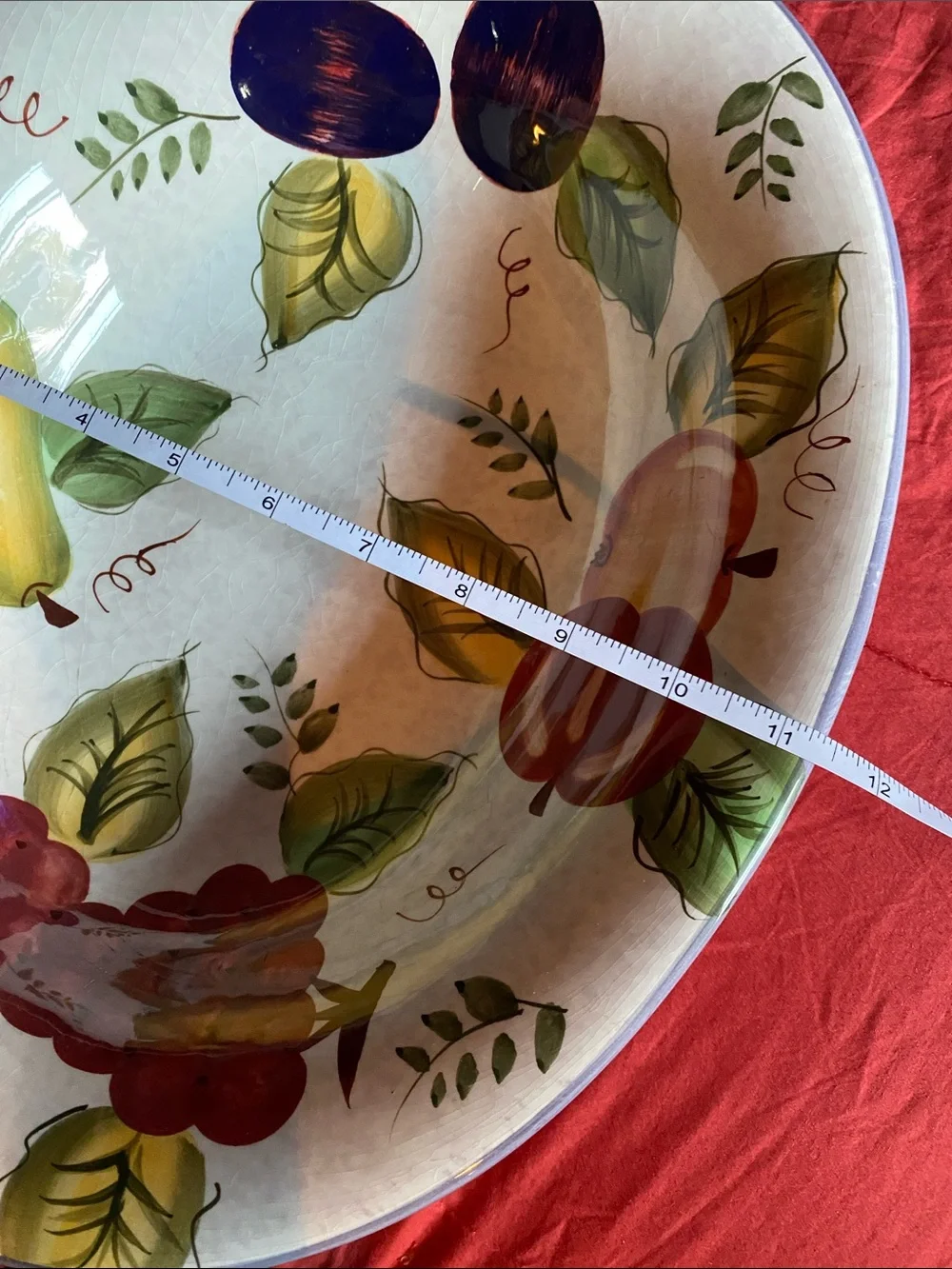 Vintage Oneida, Hand-Painted Vintage Fruit Pattern Oval Serving Bowl